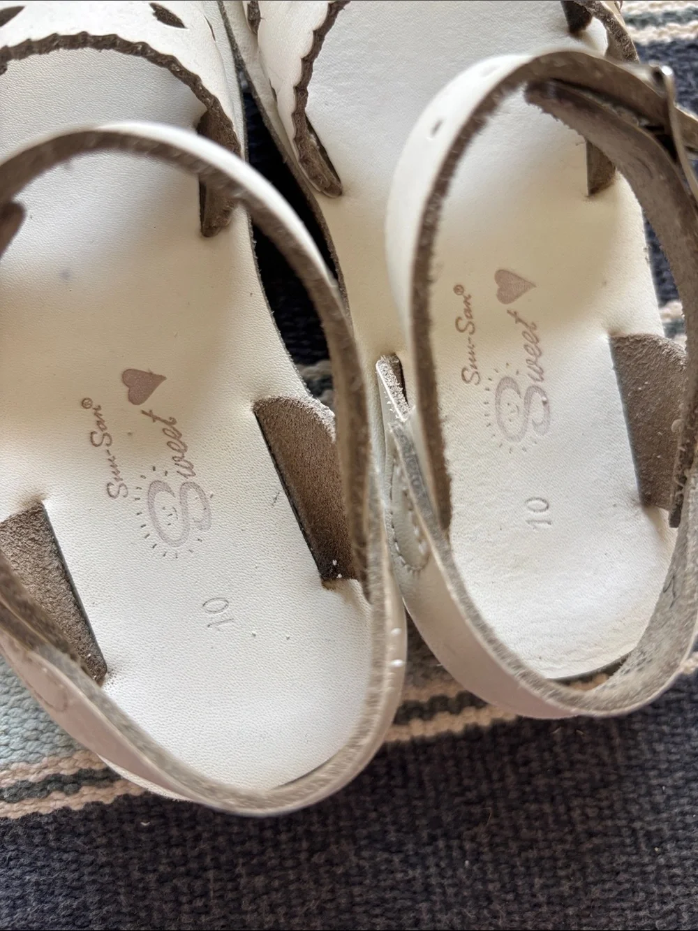 Sun San Sweetheart sandals toddler girls 10 white